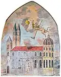 Fresko, historische Darstellung der Stiftskirche
