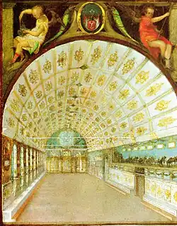 Großer Saal, Innenansicht, Gemälde von Paul Juvenell, 1622