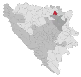 Lage der Gemeinde Gradačac in Bosnien und Herzegowina (anklickbare Karte)