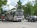 Der ehemals Linzer Obus 218, ein Gelenkwagen vom Typ GE 150 M 18, im russischen Wologda