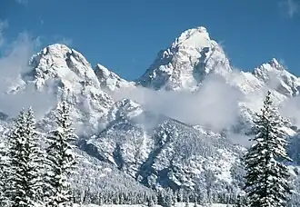 Middle Teton, Grand Teton und Mount Owen im Winter
