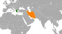 Lage von Griechenland und Iran