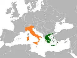 Lage von Griechenland und Italien