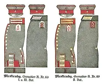Uniformen des Grenadier-Regiments Nr. 89 im Jahr 1915/16.