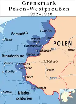 Karte der Provinz Grenzmark Posen-Westpreußen mit Kreisgrenzen (1938)