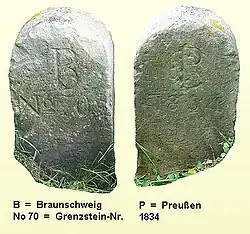 Grenzsteine von 1834 am Teich