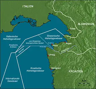 Übersicht über den Grenzstreit der Bucht von Piran