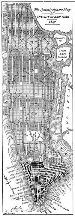 Manhattan 1807, interpretierbare Stadtstruktur (noch ohne Central Park)
