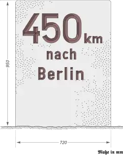 Kilometerstein mit Zielortangabe (Vorgabe)