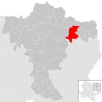 Lage der Gemeinde Großkrut im Bezirk Mistelbach (anklickbare Karte)