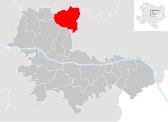 Lage der Gemeinde Großweikersdorf im Bezirk Tulln (anklickbare Karte)