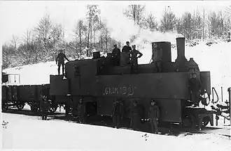 Lokomotive kkStB 229.29 des Panzerzuges "Gromobój" (Mosciska, 25. Februar 1919)