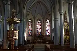Grosswangen – Katholische Kirche St. Konrad: Innenansicht, Blickrichtung Chor