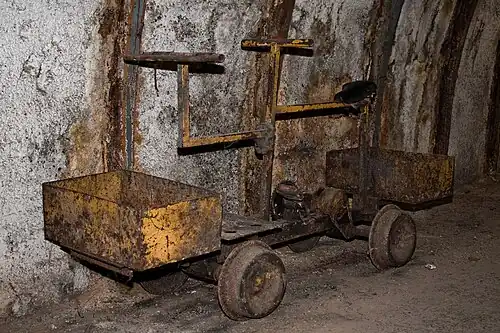 Draisine, Grubenfahrrad für eine Person.