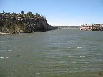 Das Guernsey Reservoir im Platte County, Wyoming