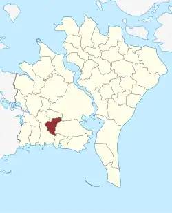 Lage des Bregninge Sogn in der Guldborgsund Kommune