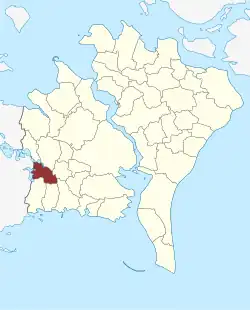 Lage des Godsted Sogn in der Guldborgsund Kommune