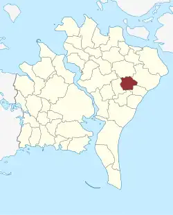 Lage des Horreby Sogn in der Guldborgsund Kommune