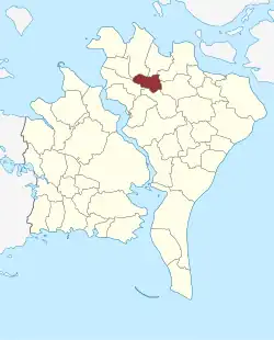 Lage des Nørre Kirkeby Sogn in der Guldborgsund Kommune