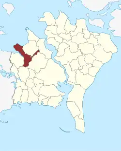 Lage des Sakskøbing Sogn in der Guldborgsund Kommune