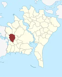 Lage des Slemminge Sogn in der Guldborgsund Kommune