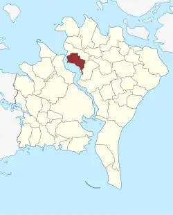 Lage des Stadager Sogn in der Guldborgsund Kommune