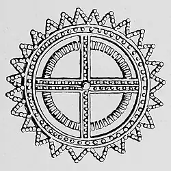 Zeichnung nach Evans und Original des Zahnrades