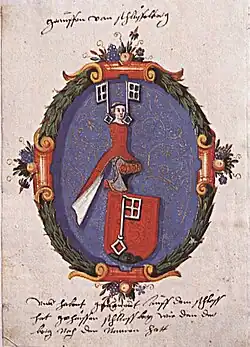 Gründer-Wappen in der Klosterchronik der Reichsabtei Gutenzell