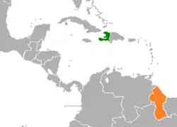 Lage von Haiti und Guyana