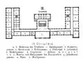 Grundriss des Obergeschosses um 1897 (u.&nbsp;a. Wohnung des Direktors, Kassenzimmer, Bibliothek, Zeichensaal, Arbeits- und Wohnzimmer der Seminaristen)