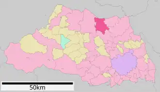 Lage Gyōdas in der Präfektur