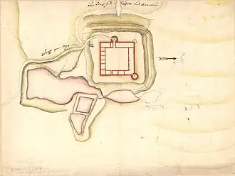 Grundriss der Burg aus dem 17.&nbsp;Jahrhundert