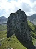 Nordostansicht mit Zugang zu früherem Klettersteig