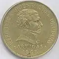 Porträt von Artigas auf einer Münze