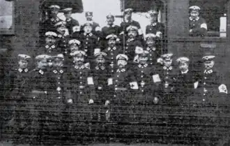 Mannschaften des Lübecker Lazarettzuges auf der Fahrt nach Russland. (1915)