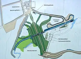 Lageplan des Staudammes des Hochwasserrückhaltebeckens Rennersdorf