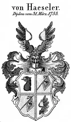 Wappen derer von Haeseler (1733)