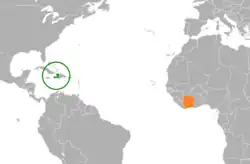 Lage von Haiti und Elfenbeinküste