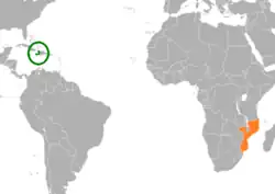 Lage von Haiti und Mosambik