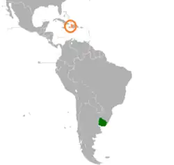 Lage von Uruguay und Haiti