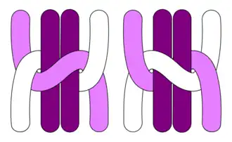 Halbe Knoten an Träger­fäden