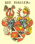 Das gemehrte Wappen der Haller von Hallerstein (1528) in Siebmachers Wappenbuch von 1605