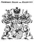 Wappen der Freiherren Haller von Hallerstein (1790) in Tyroffs Wappenbuch