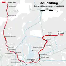 Verlauf der U2 bis 2009