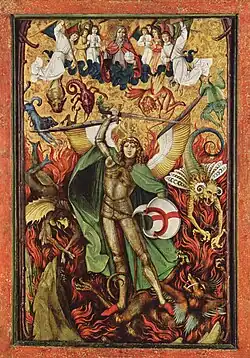 Hans Leu der Ältere: Der Erzengel Michael im Kampf mit Luzifer, 1490, Inventarnummer GKS661, Depositum im Kunsthaus Zürich[29]