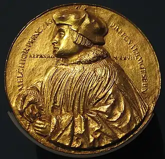 Melchior Pfintzing (1481–1535), Propst zu St. Sebald, kaiserlicher Rat, Medaille von Hans Schwarz, 1519
