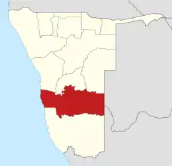 Lage der Region Hardap in Namibia