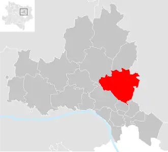Lage der Gemeinde Harmannsdorf (Niederösterreich) im Bezirk Korneuburg (anklickbare Karte)