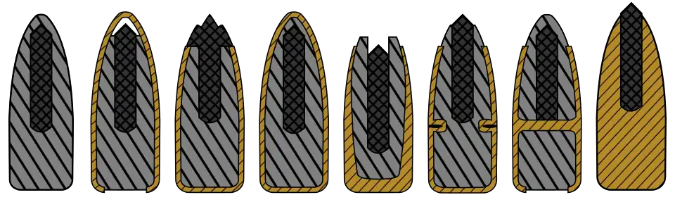 Hartkerngeschosse mit verschiedenen Geschossmänteln