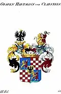 Wappen derer Grafen Hartmann von Clarstein, im Wappenbuch der Österreichischen Monarchie, 1832